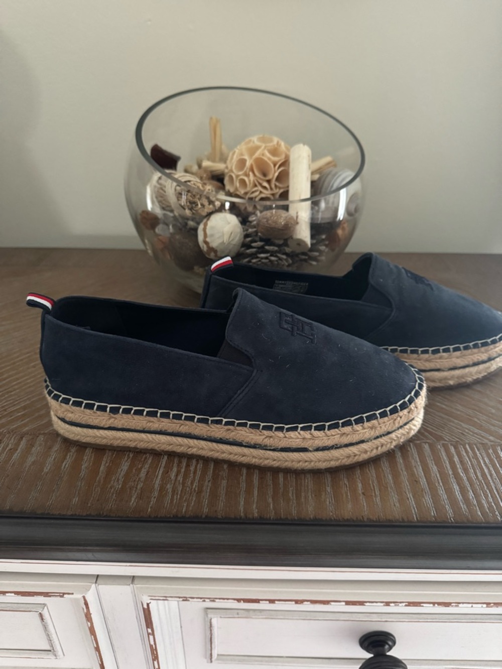 Tommy Hilfiger Navy Suede Espadrille Slip-On Loafers - Picture 6 of 7